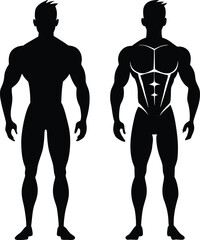 Two Male Body Silhouettes Before and After Fitness Transformation
