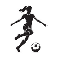 female soccer player black silhouette vector graphics