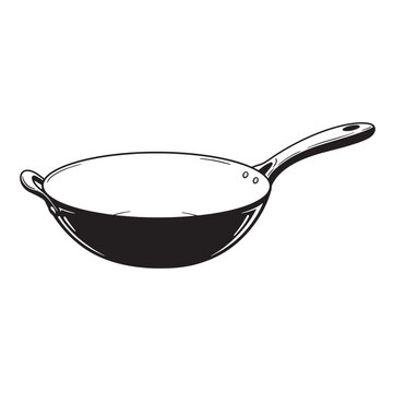Black wok cooking pan with handle kitchenware cookware