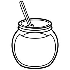 Round glass jar with honey dipper container