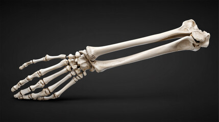 Forearm and Hand Skeleton, Showing Anatomical Structure and Bone Articulation