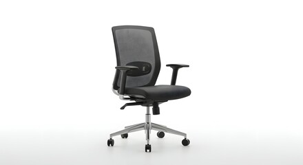 Obraz premium Office chair featuring an ergonomic mesh back design and adjustable swivel base stands alone to provide a clean look for modern workspace catalogs.