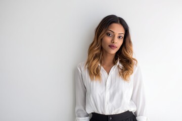 Business portrait setup with a confident executive in smart casual attire