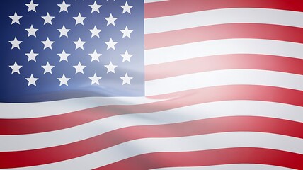 Obraz premium Waving american flag with red white stripes and blue star field in breeze 