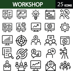 Fototapeta premium Workshop set of web icons in line style