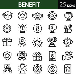 Fototapeta premium Benefit set of web icons in line style