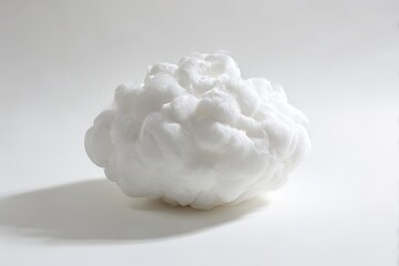 A textured white organic amorphous shape casting a soft shadow on a white background isolated on white background
