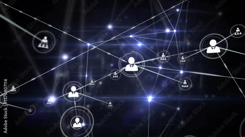 Poster opening data cosmos showing central user icon spawning linked nodes visualizing network growth