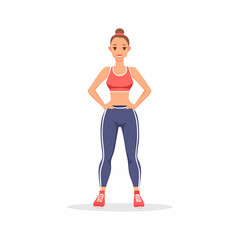 Fototapeta premium A high-quality 3D cartoon illustration showing Female athlete in sportswear- leggings, sports bra, running shoes, standing confidently, vec (3).sv, designed to represent creativity, fun, and visual st