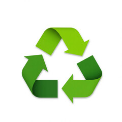 Recycle symbol on white background. Conceptual recycling symbol. Three colors of green with gradients.