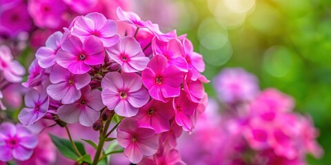 Pink phlox flower spike in close up