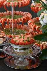 buffet, seafood buffet, elegant buffet, haute cuisine, event buffet, table food, Japanese food, seafood buffet table, buffet table in the party room