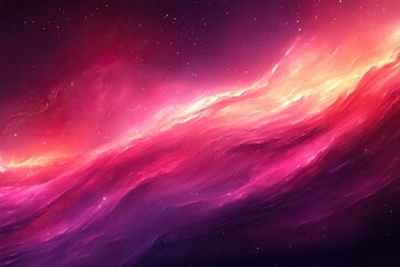 Obraz premium A pink and purple nebula glows with starlight and cosmic dust plumes. Use this vibrant scene for backgrounds, space themes, and fantasy graphics.