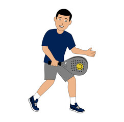 Padel Player Cartoon Design Illustration vector suitable for your design needs