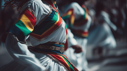 Traditional Jamaican Folk Dance Performed During Jamaica Day Festival in Cultural Dress with National Colors