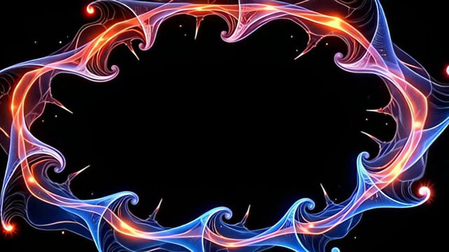 Bathed in a luxurious gradient of opalescent hues, a Fractal Border Frame expanding in recursive loops unveils itself, interwoven with sparks of scintillating light that twirl and glide