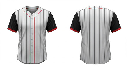 Realistic Baseball Jersey with Stripes Front and Back View Mockup