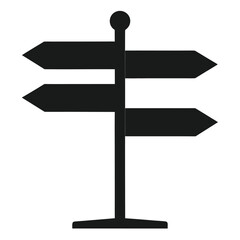 Three-Directional Signpost Icon Simple Black and White Illustration