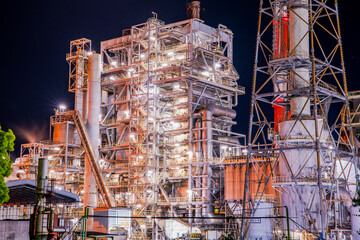 広島県　大竹市　大竹下水処理場前　工場夜景