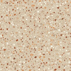 Modern terrazzo pattern with speckled texture, muted clay tones, minimal seamless background
