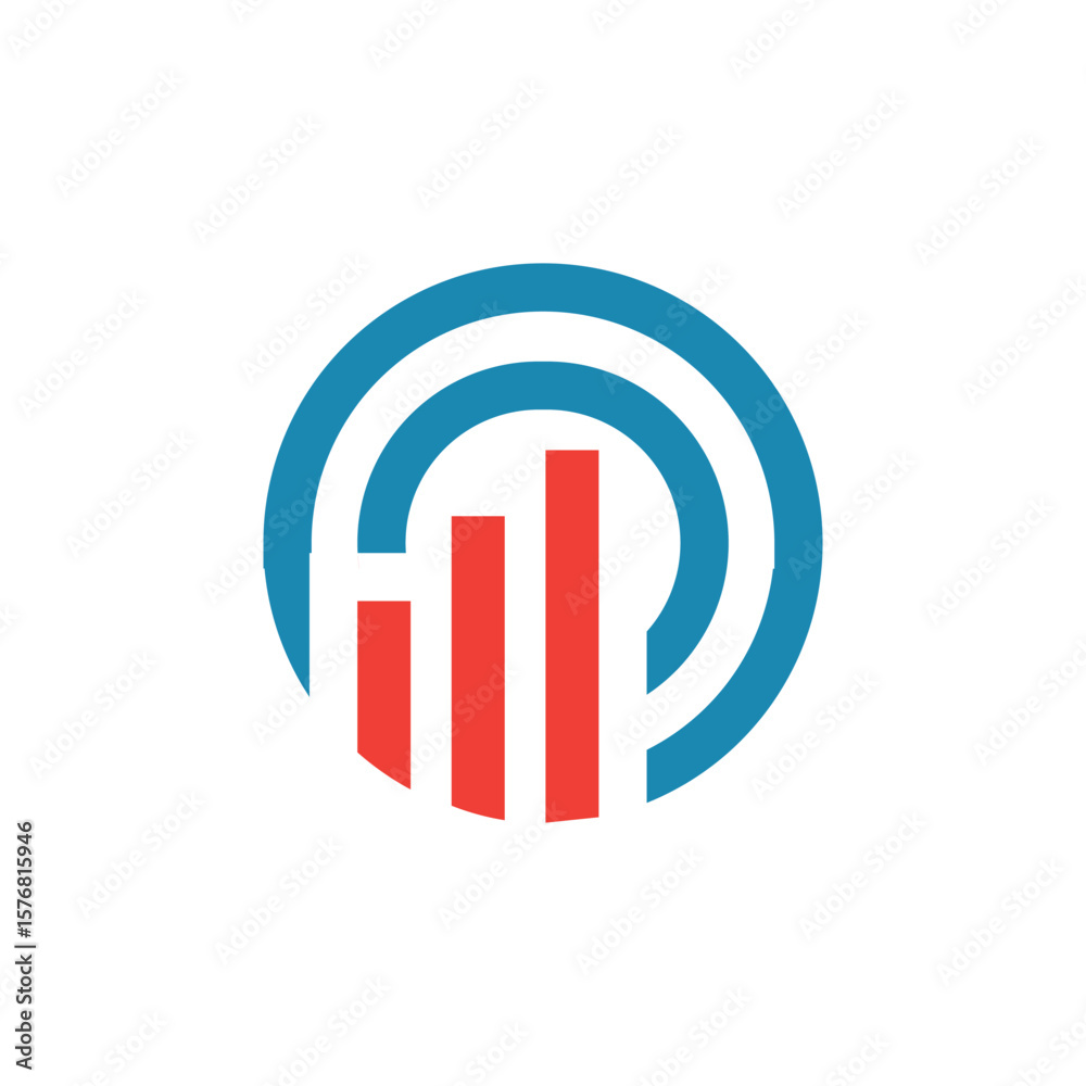 Poster This image depicts a flat logo design of an initial letter O in blue color with an orange graph bar that looks clean and modern on a white background for statistic purposes