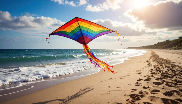 Kite flying over beach