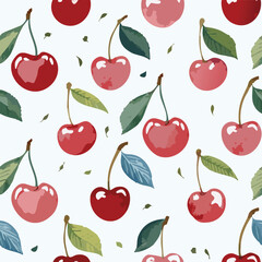 Cherry Pattern Hand Draw Vintage Vector