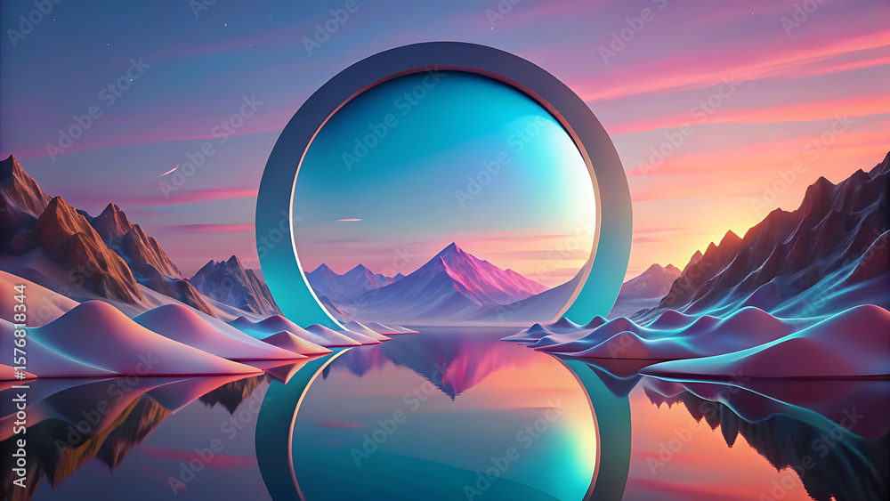 Wall mural 3d render abstract minimalist panoramic background scene
