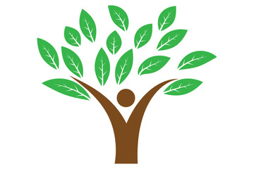 Eco family tree vector with green leaves