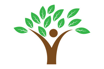 Family tree with green leaf