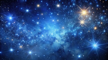 Celestial Night Sky with Navy Blue Haze and Glittering Stardust Specks