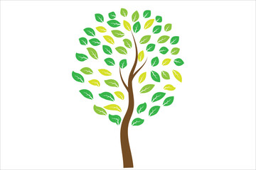 Vector tree with colorful leaf