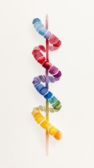 Colorful Watercolor Illustration of Genetic Helix with Organic Shapes
