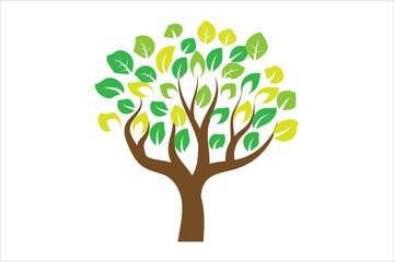 Creative vector tree logo with colorful leaf