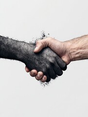 Human Rights Concept with Chaotic Gradient Handshake on Clean Background