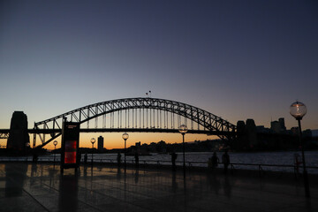 sydney harbour bridge at sunset