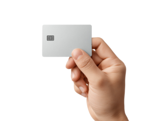 Hand holding a blank payment card