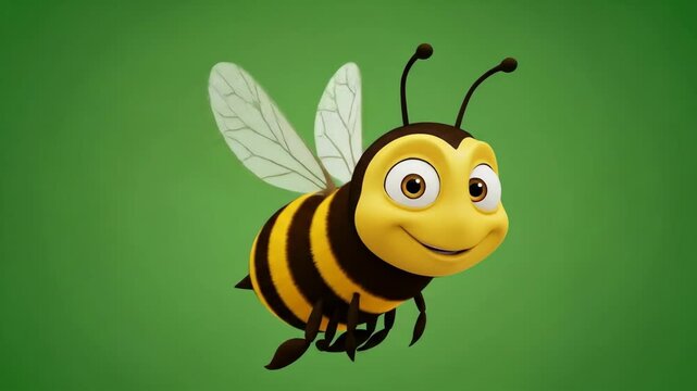 Adorable 3D Animated Bee: Flying, Happy, Cartoon Buzzing Fun!