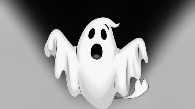 Cartoon Friendly Ghost Character Floating in the Dark