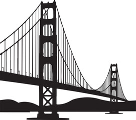 Fototapeta premium Iconic Bridge Silhouette Vector DesignCity Bridge Silhouette for Skyline ScenesSuspension Bridge Silhouette IllustrationUrban Landscape Bridge ClipartElegant Architectural Bridge Silhouette