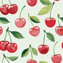 Cherry Pattern Vintage Background Hand draw