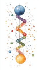 Hand-Drawn Watercolor Illustration of Genetic Chaos Abstract Design