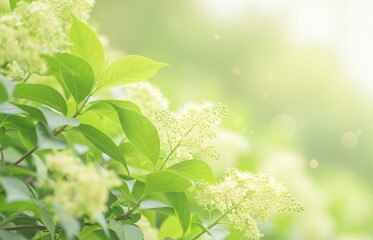 Obraz premium Botanical peace-themed background with soft green leaves and gentle flowers, calming art for International Day of Peace purpose