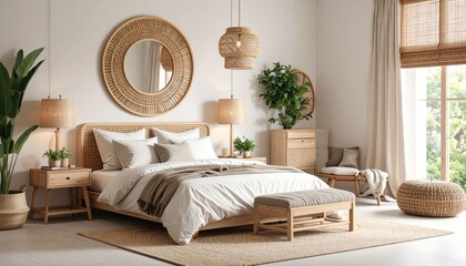 Modern bedroom with natural elements