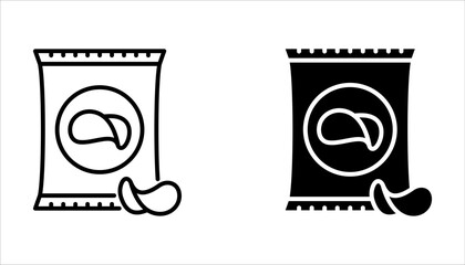 Chips potato icons set, vector illustration on white background. 
