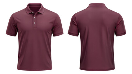 Maroon Short-Sleeve Polo Shirt with Button Collar – Front and Back View Isolated on White Background
