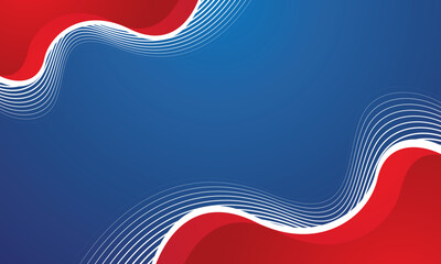 Red white wave on blue gradient background