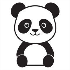 Silhouette Style Vector Panda Logo Design &ndash; Cute Minimal Panda Bear Icon in Black Silhouette &ndash; Wildlife Logo Template for Eco Brands, Kids Products, Nature Conservation, Zoo Branding