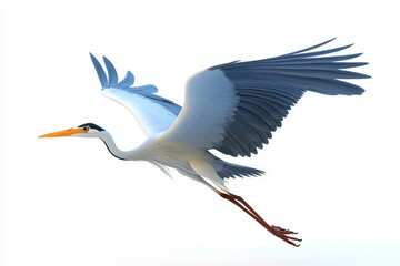 Obraz premium Heron flying low 3d cartoon character on white background