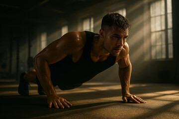 hombre realizando rutina de ejercicio